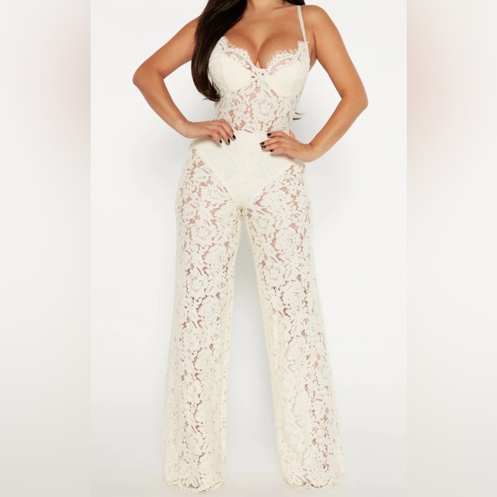 Elegant Lace Cream Pants